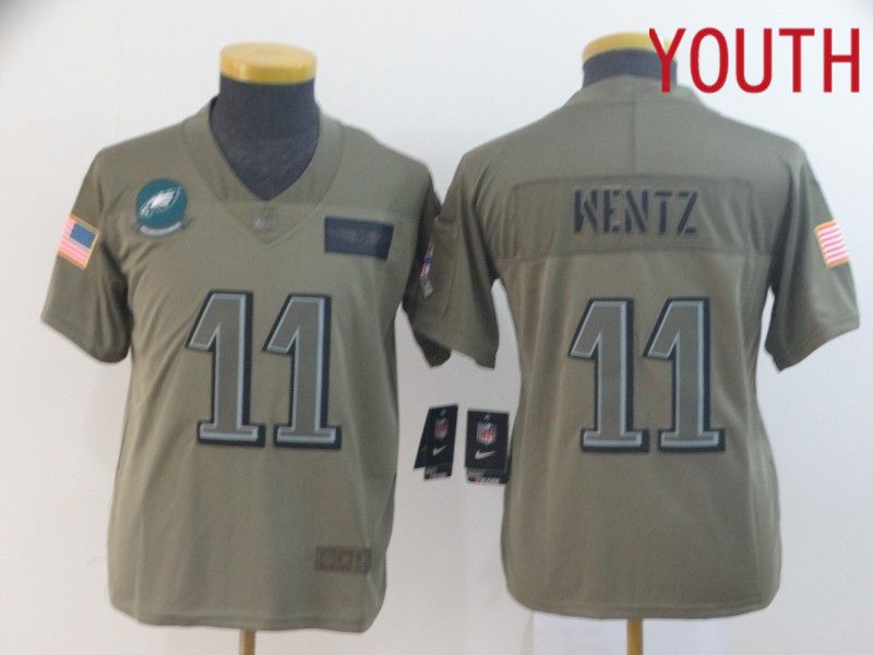 Youth Philadelphia Eagles #11 Wentz Nike Camo 2019 Salute to Service Limited NFL Jerseys->women nfl jersey->Women Jersey